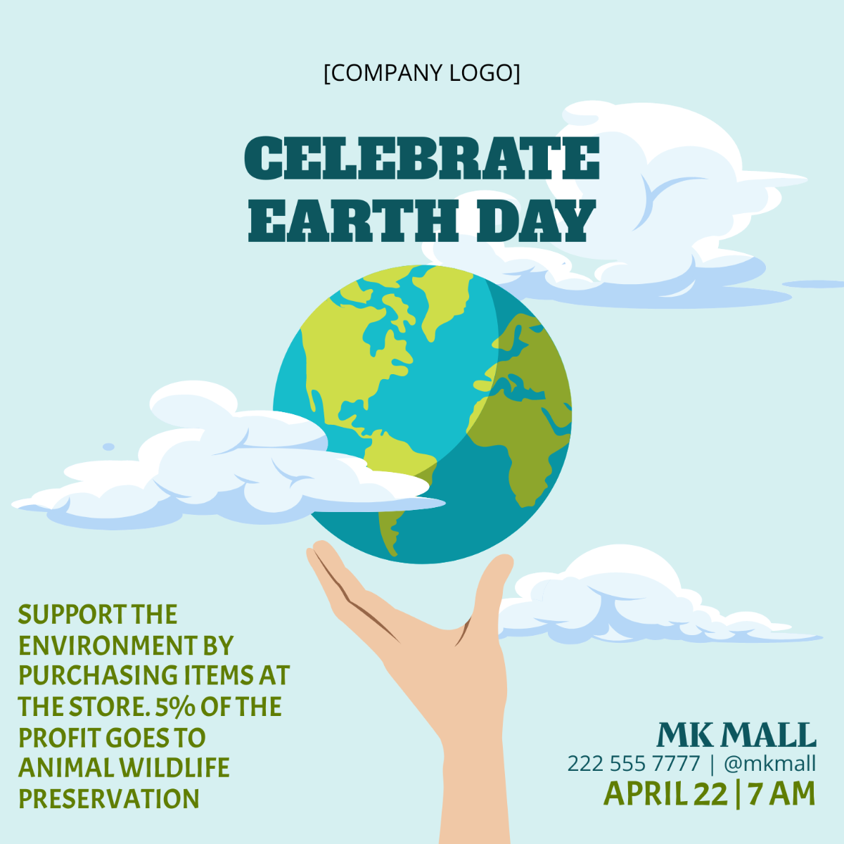 Earth Day Poster Vector Template