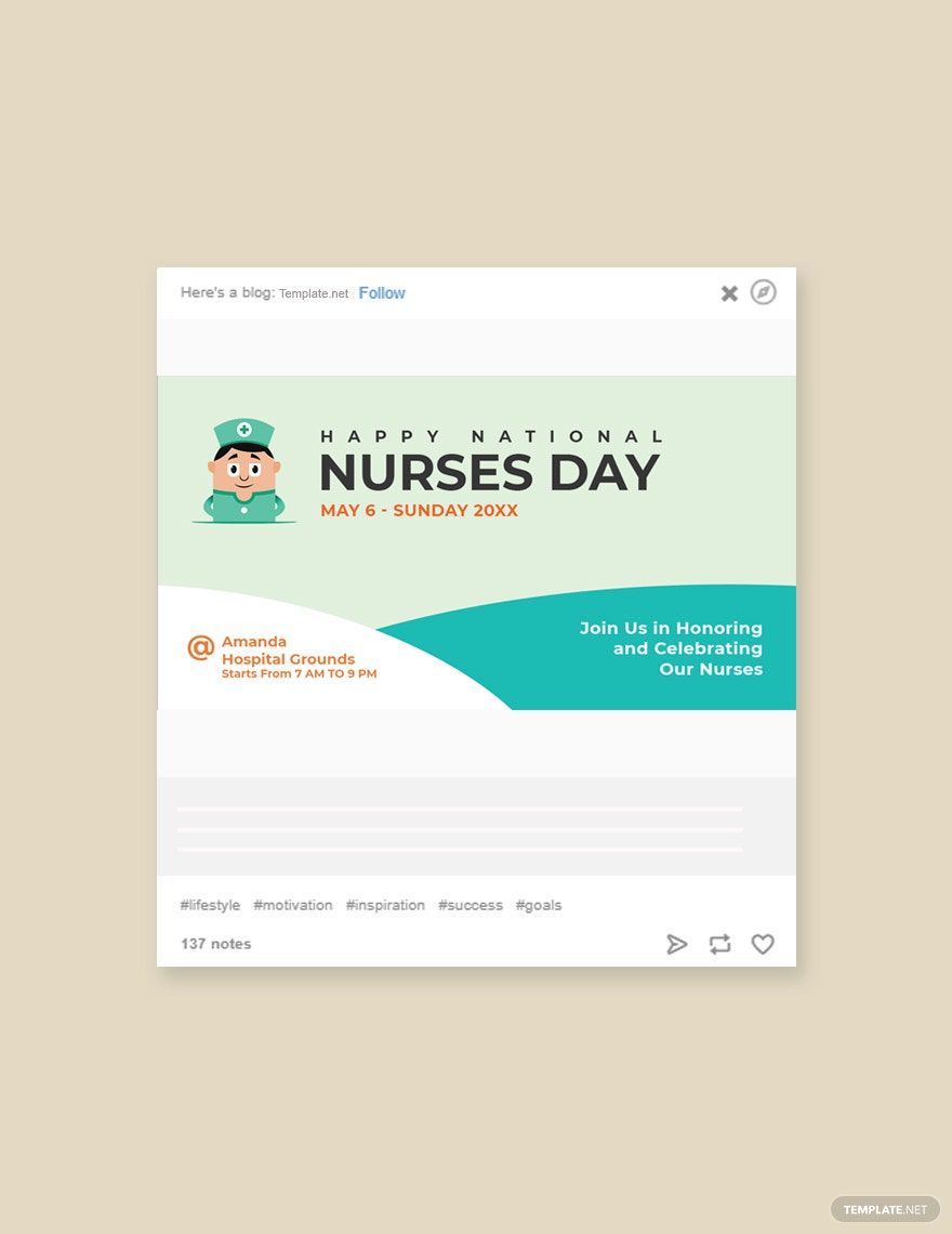 Free Nurses Day Tumblr Post Template in PSD