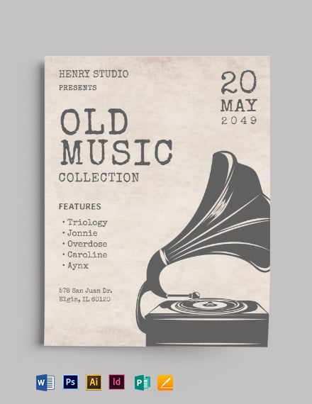old vintage music flyer template