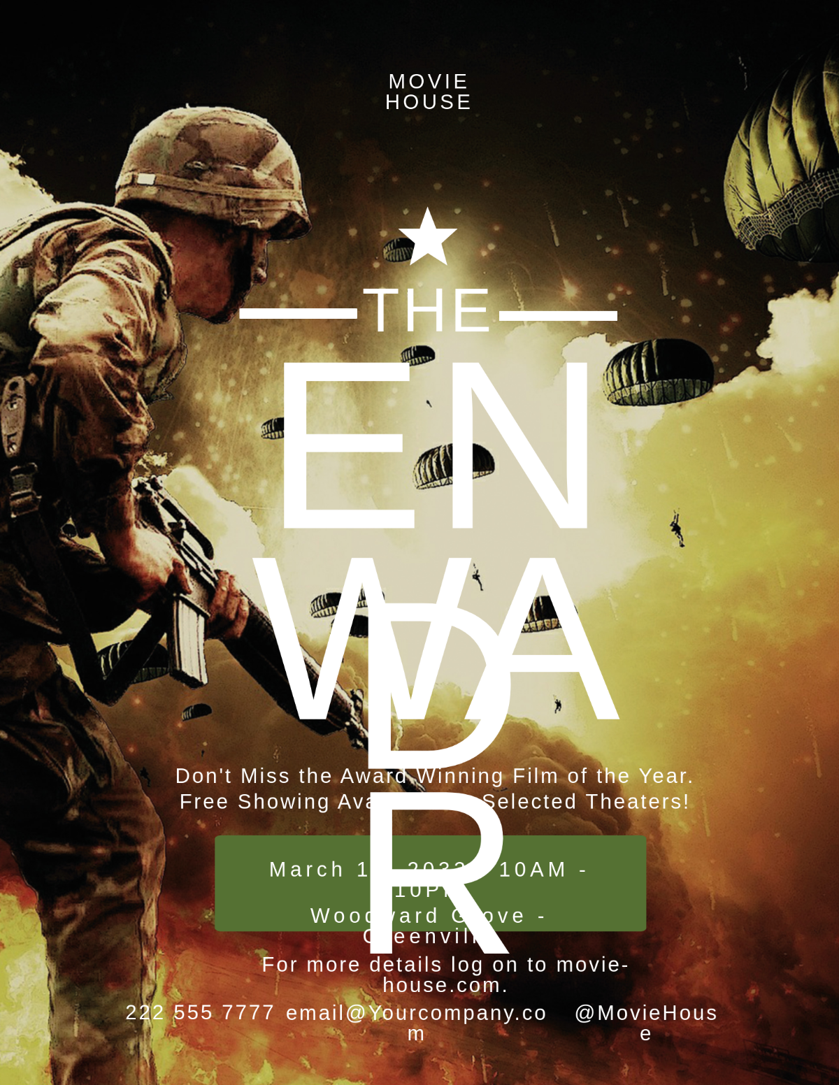 Free The End War Movie Flyer Template