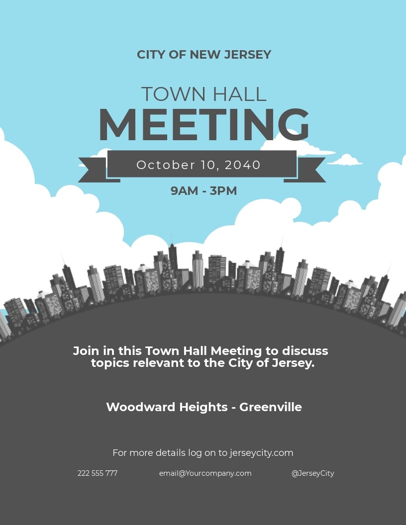 Town Hall Meeting Flyer Template [Free JPG] - Illustrator, InDesign