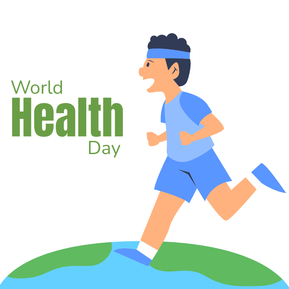 World Health Day Cartoon Vector Template