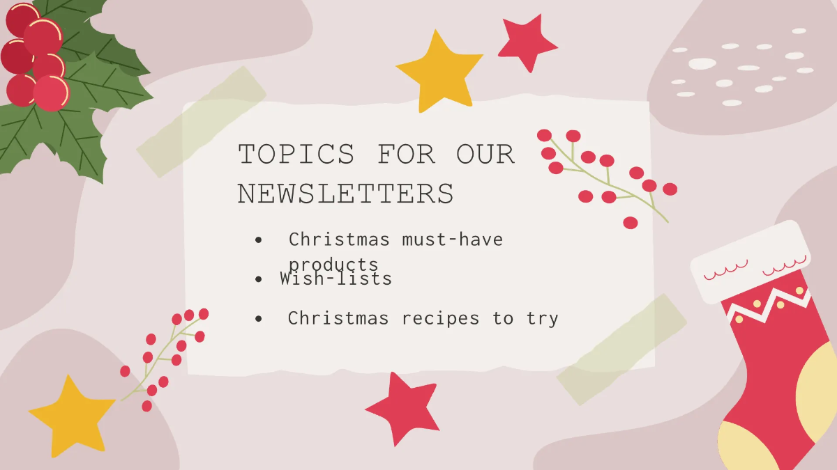 Free Merry Christmas Newsletter Presentation Template to Edit Online