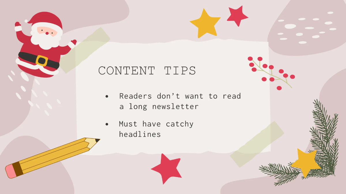 Free Merry Christmas Newsletter Presentation Template to Edit Online