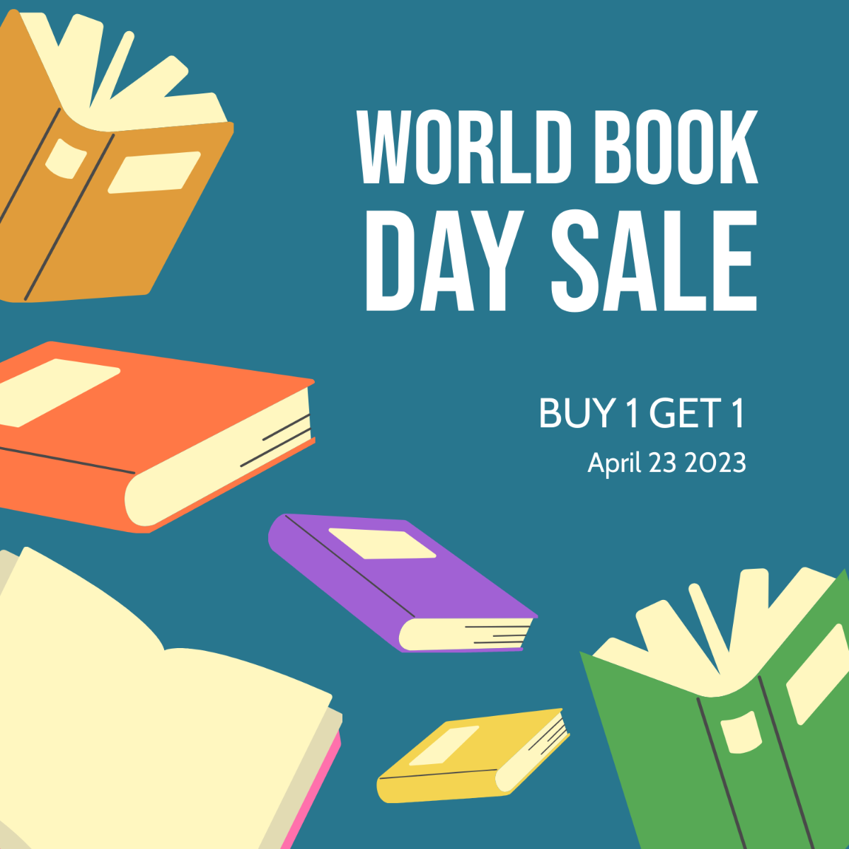 World Book Day Flyer Vector Template