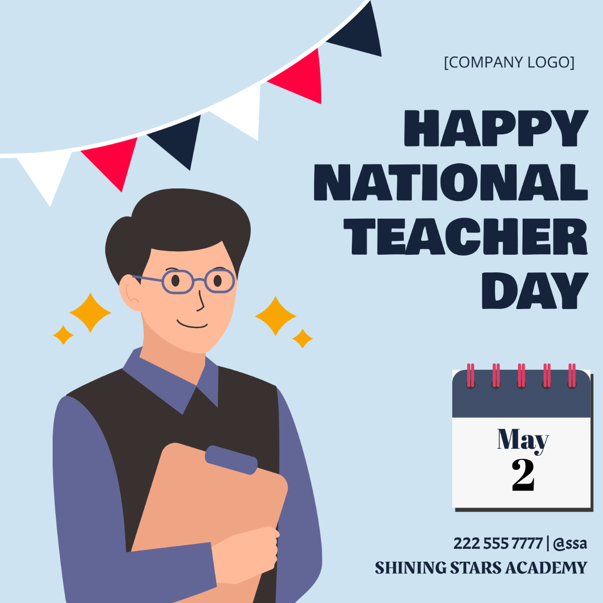 National Teacher Day Poster Vector Template