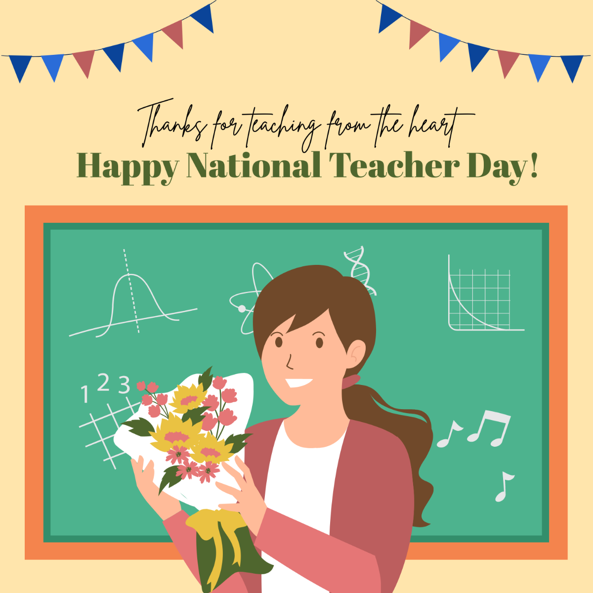 National Teacher Day Greeting Card Vector Template