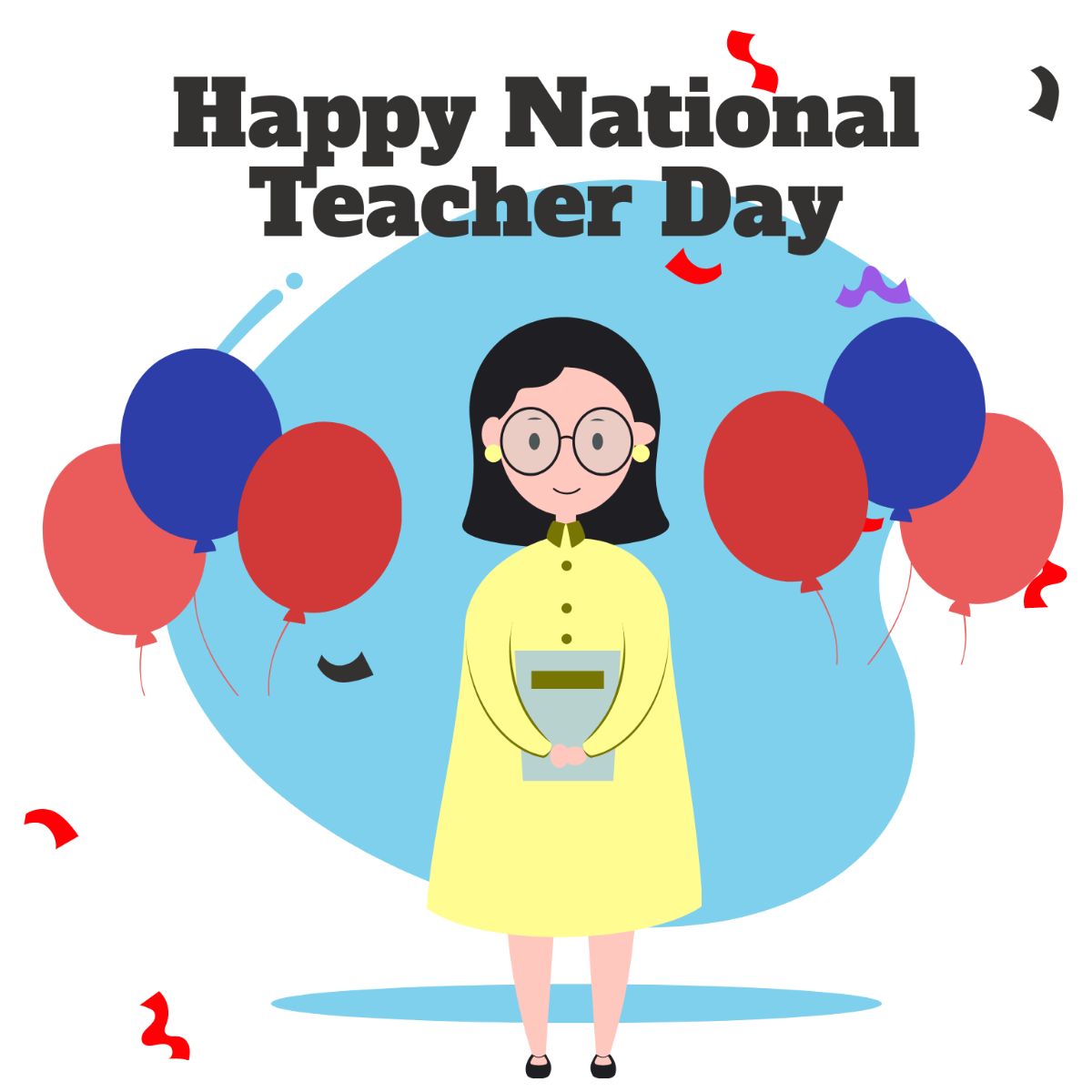National Teacher Day Illustration Template