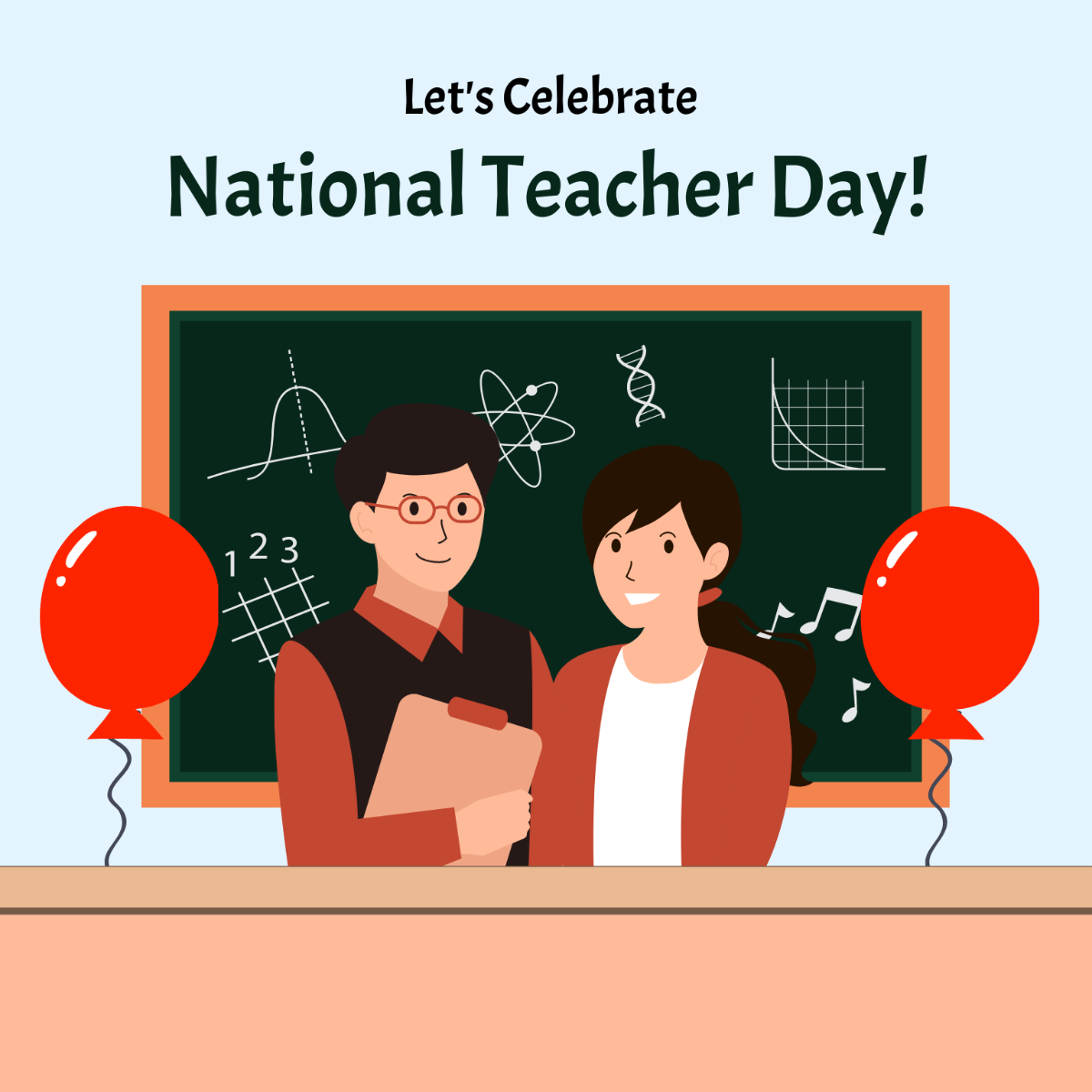National Teacher Day Celebration Vector Template