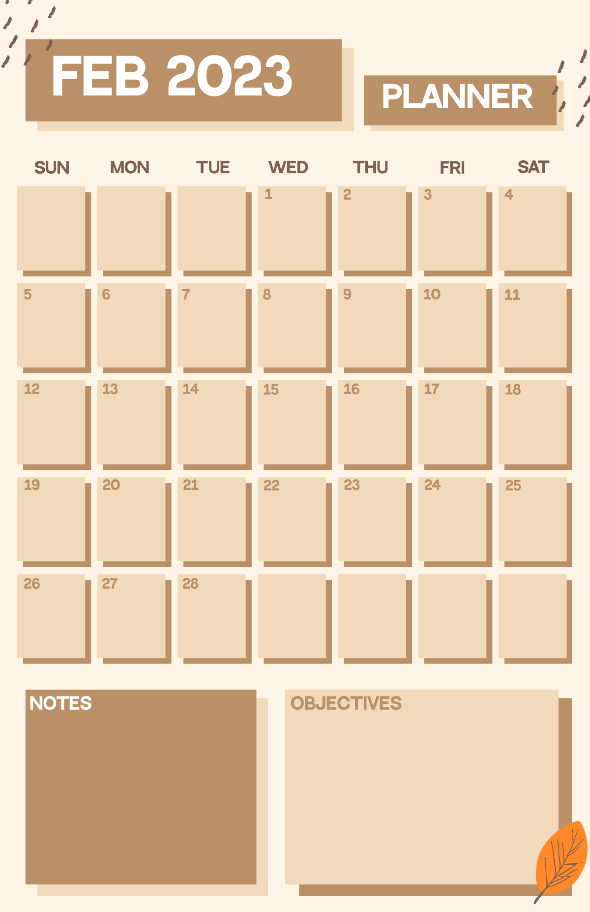 Printable February 2023 Deskpad Planner Template