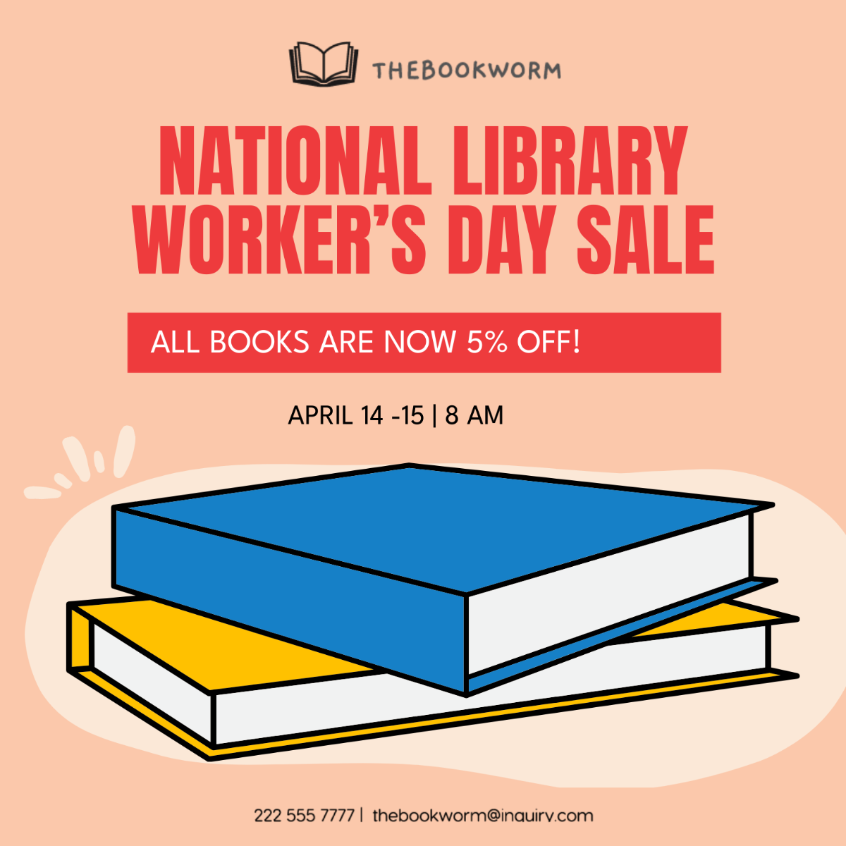 National Library Workers Day Flyer Vector Template