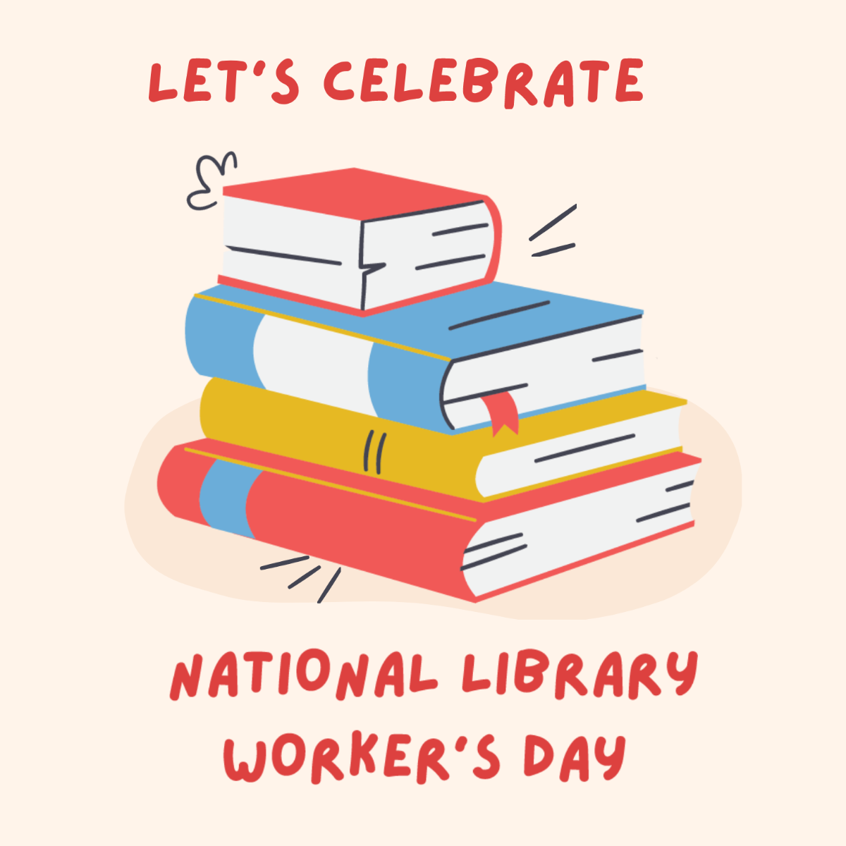 National Library Workers Day Greeting Card Vector Template