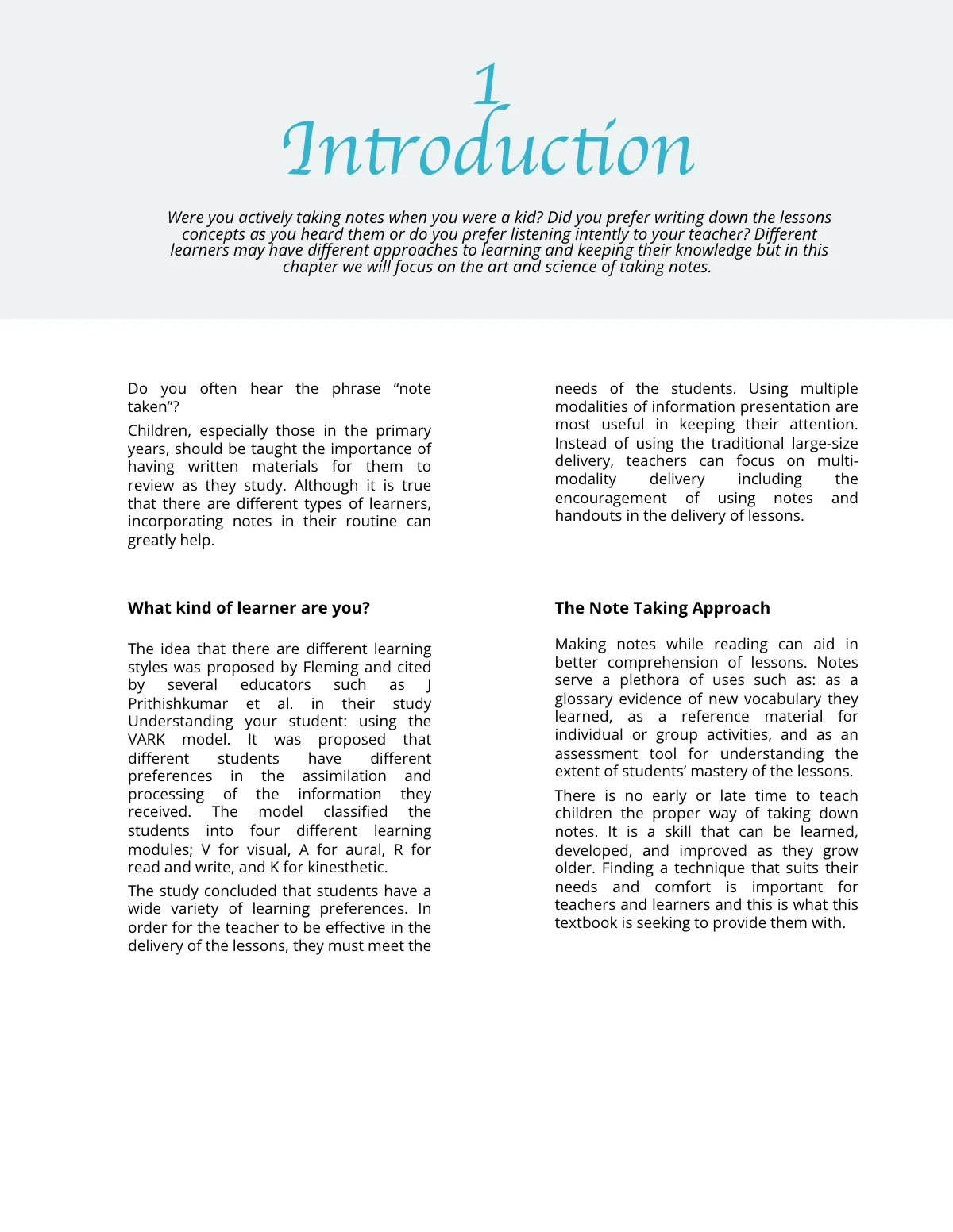 Free Textbook Note Taking Template to Edit Online