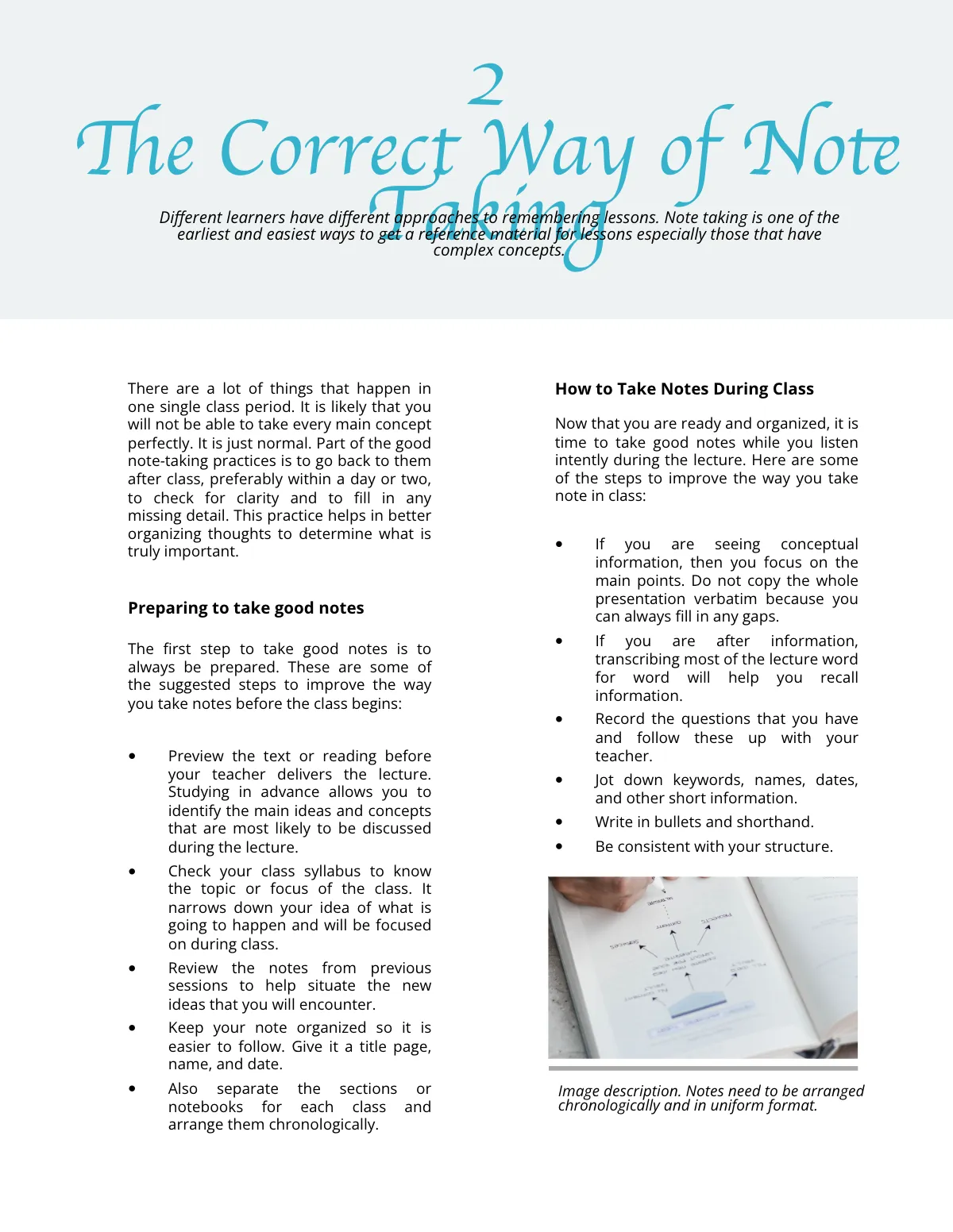 Free Textbook Note Taking Template to Edit Online