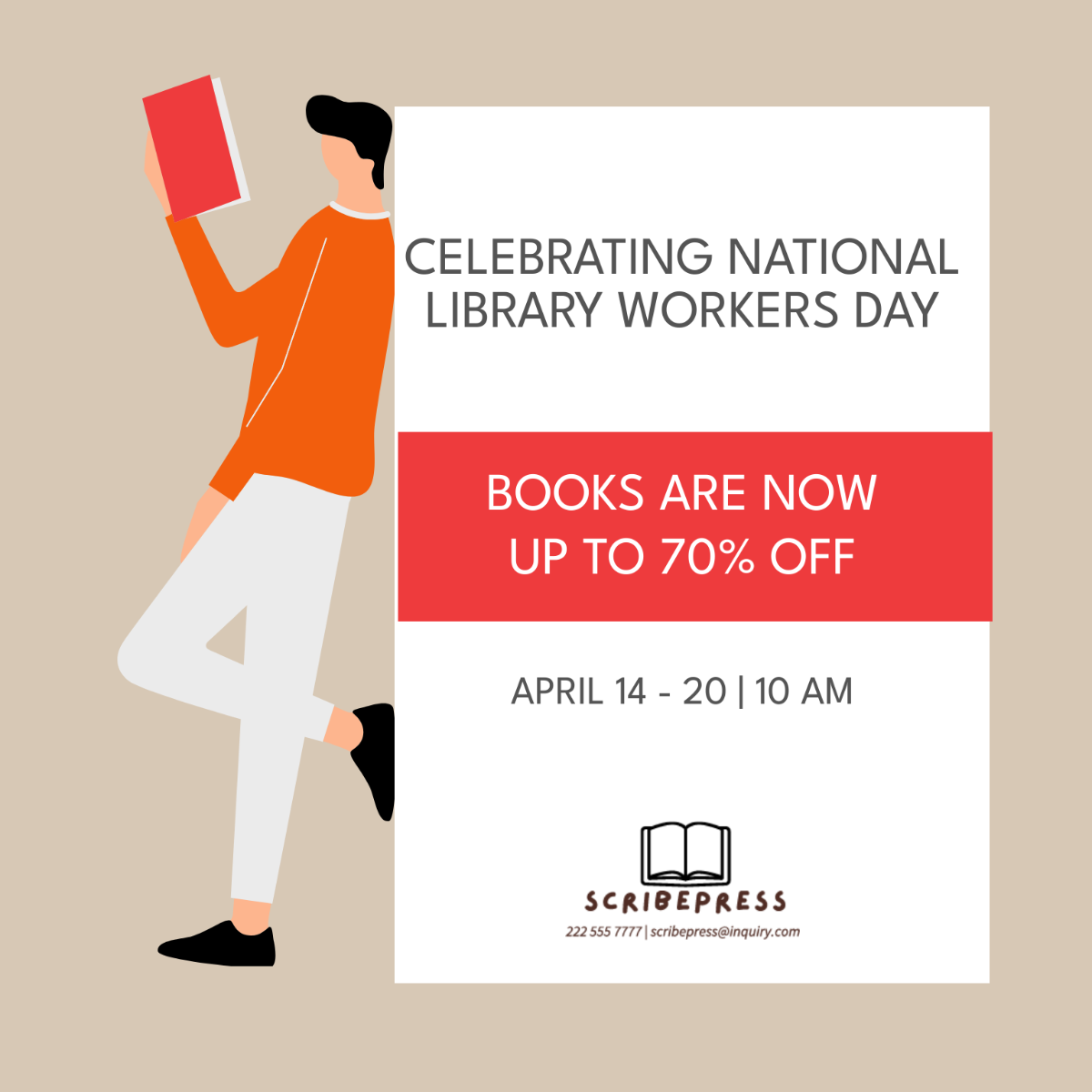 National Library Workers Day Poster Vector Template