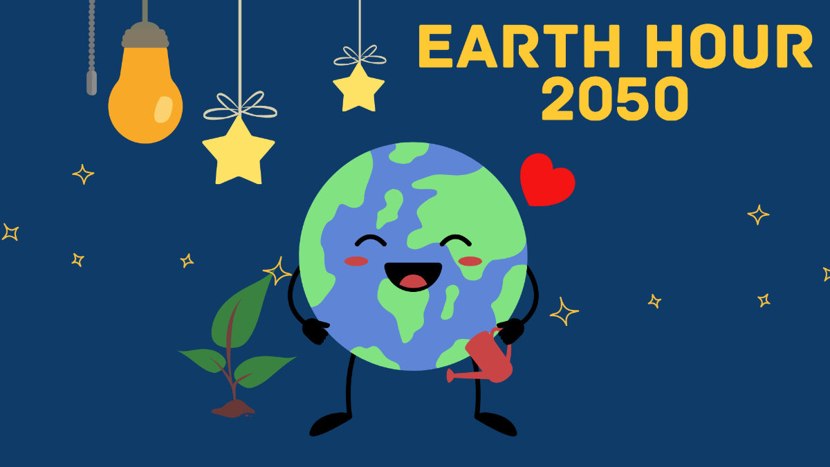 Earth Hour Cartoon Background Template