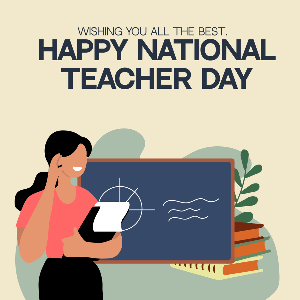 National Teacher Day Wishes Vector Template