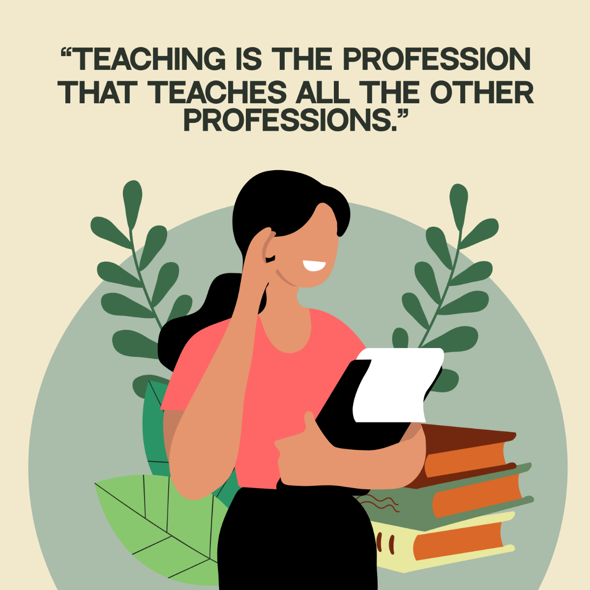 National Teacher Day Quote Vector Template