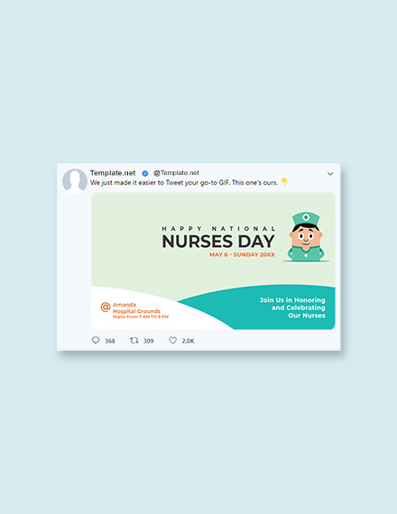 free nurses day twitter post template download 1182 social media twitter post template