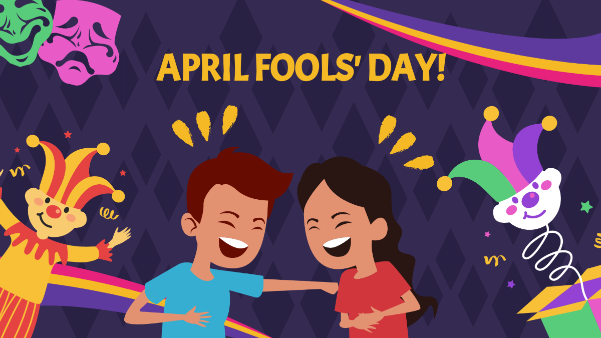 April Fools' Day Cartoon Background Template