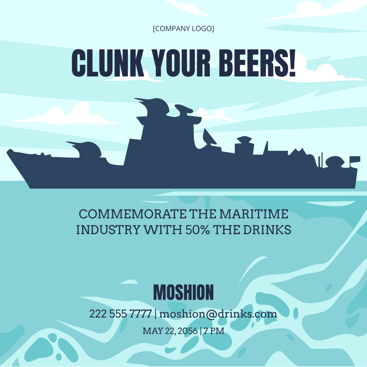 National Maritime Day Flyer Vector Template