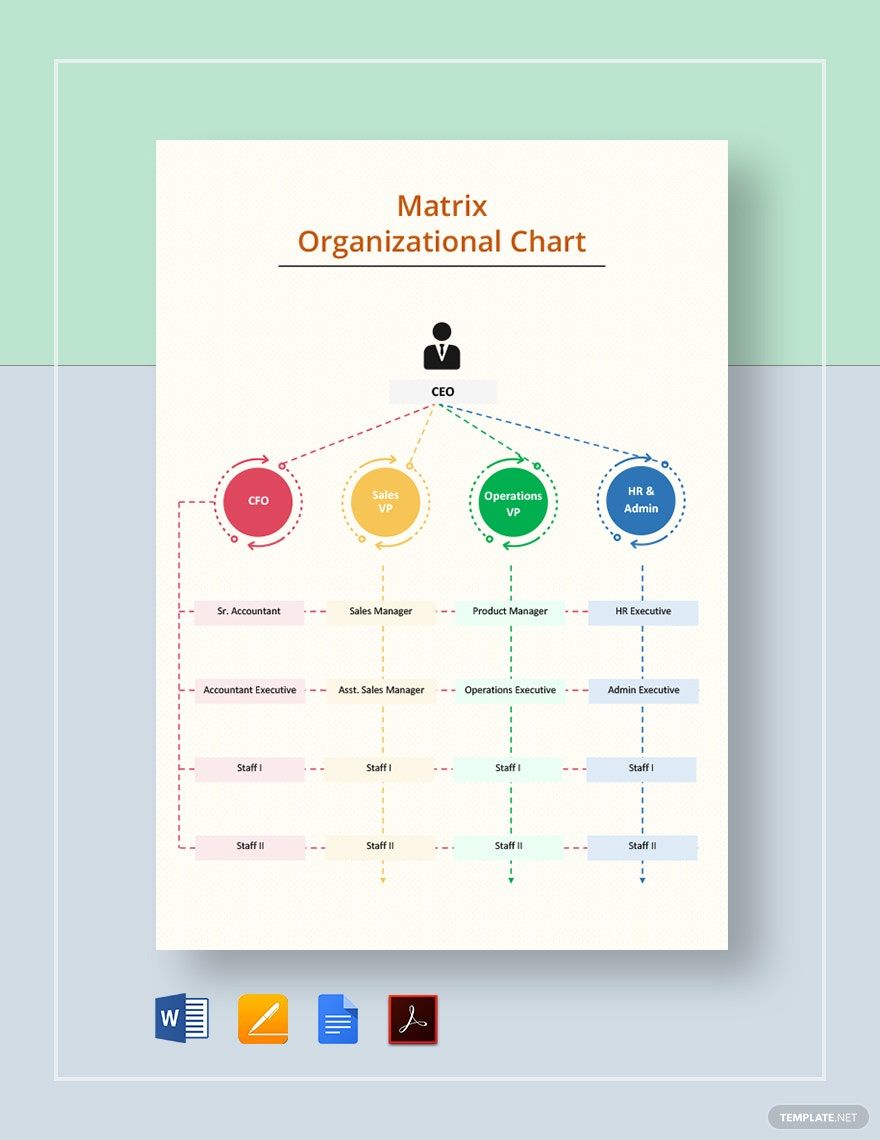 Matrix Organizational Chart Template in Word, Google Docs, PDF, Apple Pages
