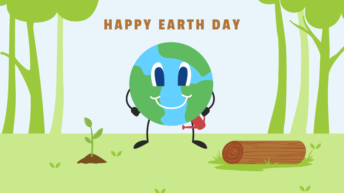 Earth Day Cartoon Background Template