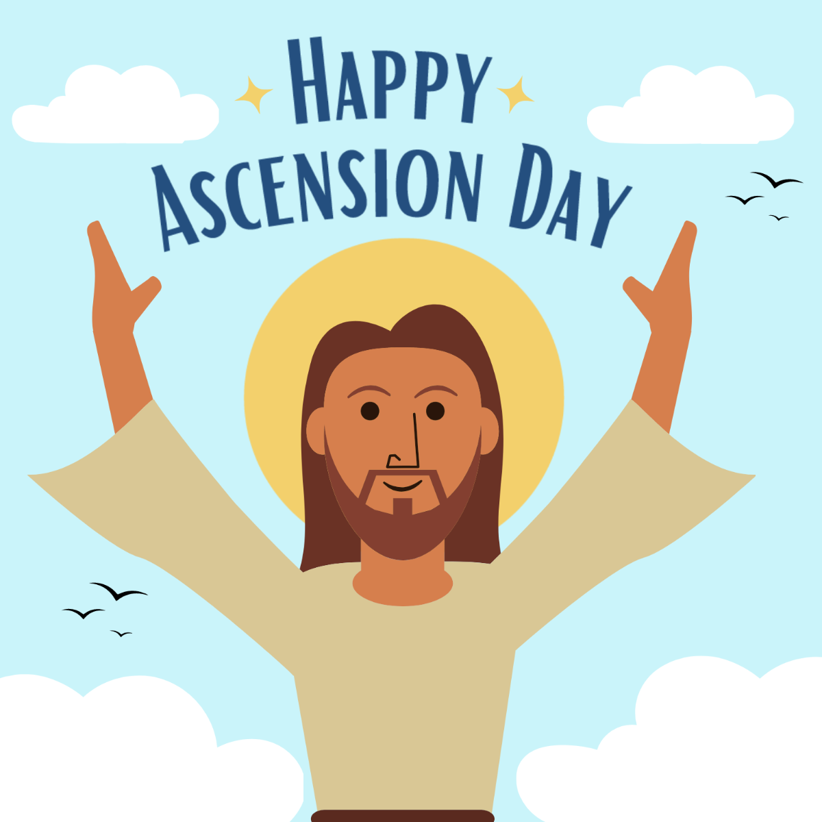 Ascension Day Cartoon Vector Template