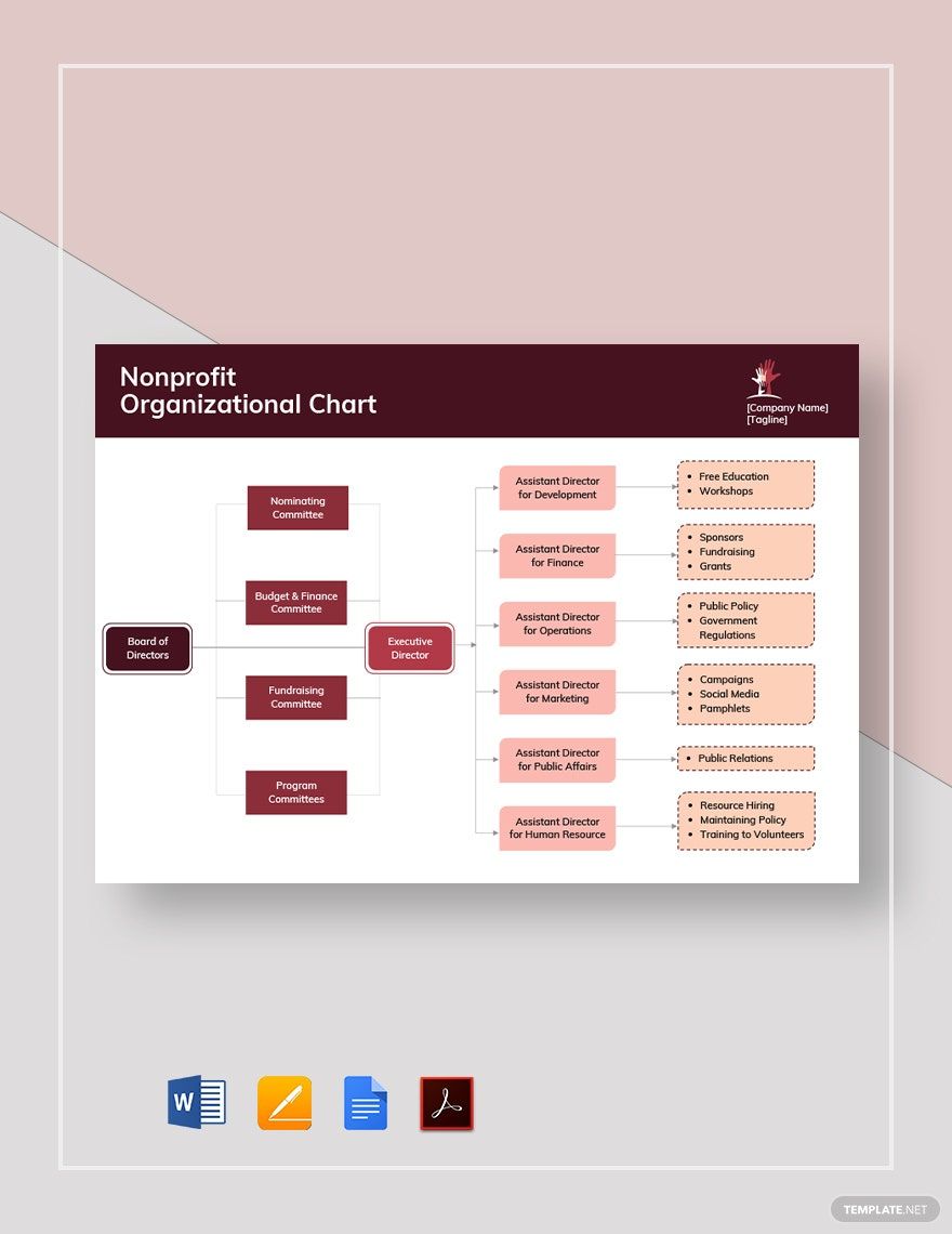 Nonprofit Organizational Chart Template in Google Docs, PDF, Word, Pages - Download | Template.net