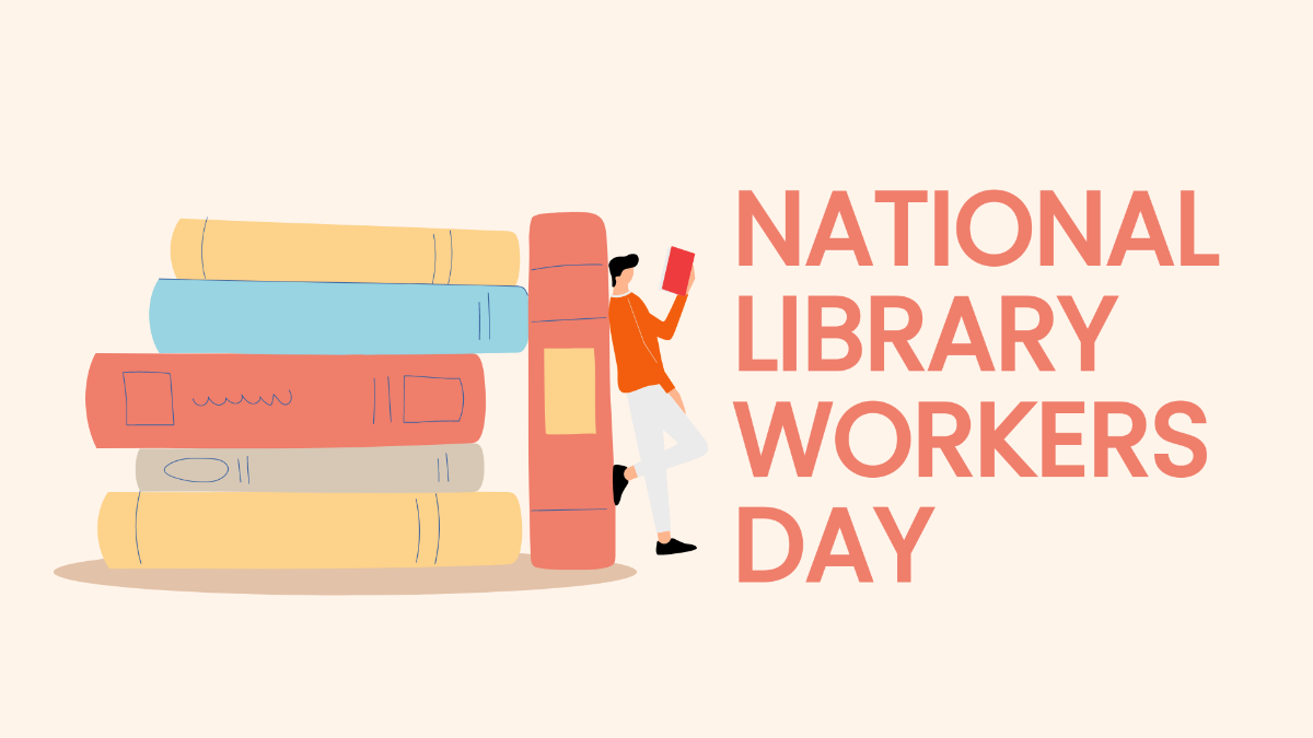 High Resolution National Library Workers Day Background Template