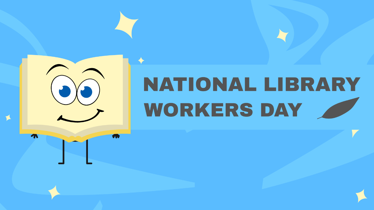National Library Workers Day Cartoon Background Template