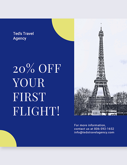 Free Simple Travel Agency Instagram Post Template to Edit Online