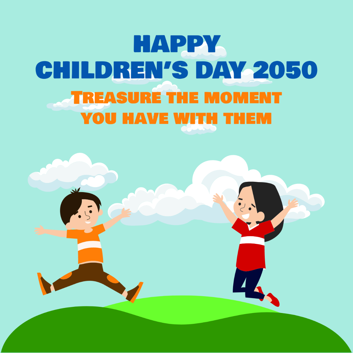 Free Children's Day Greeting Card Vector Template