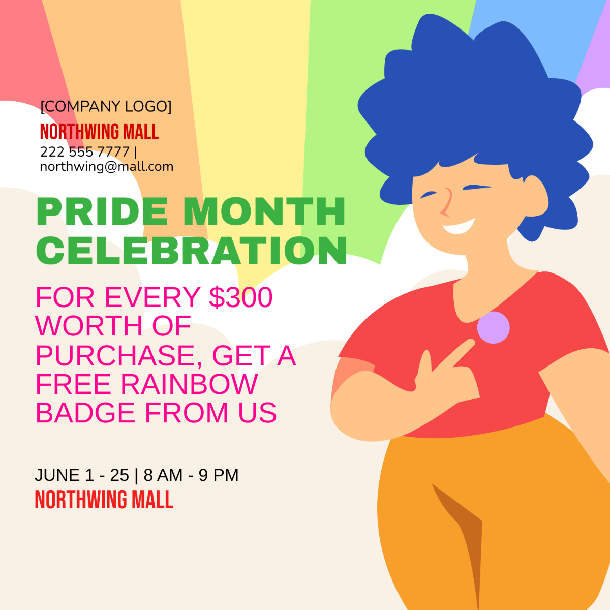 Pride Month Flyer Vector Template