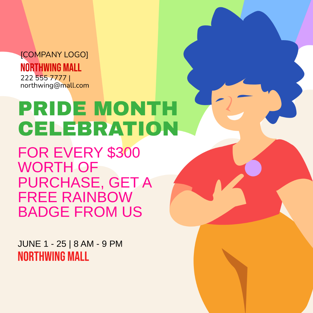 Free Pride Month Flyer Vector Template