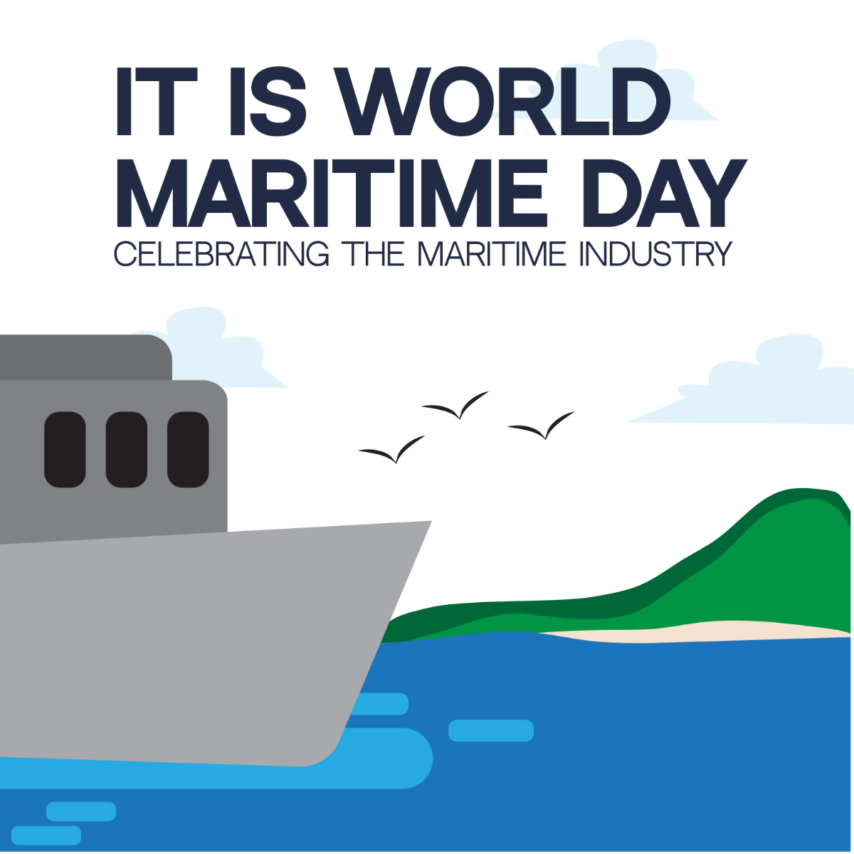 National Maritime Day Wishes Vector Template
