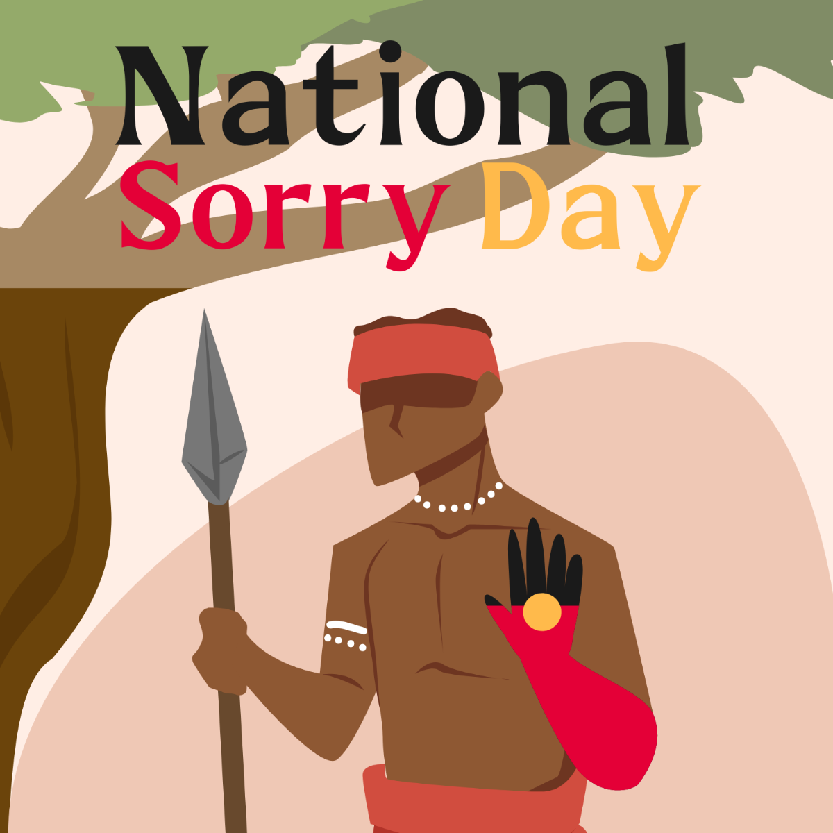 Free National Sorry Day Cartoon Vector Template