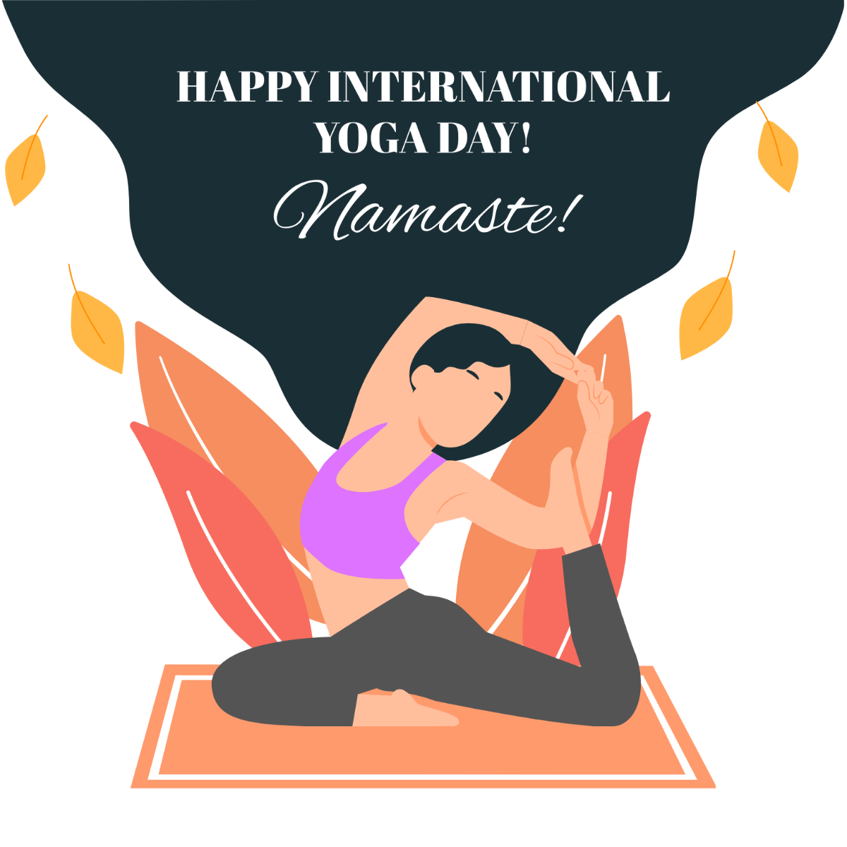 International Yoga Day Greeting Card Vector Template