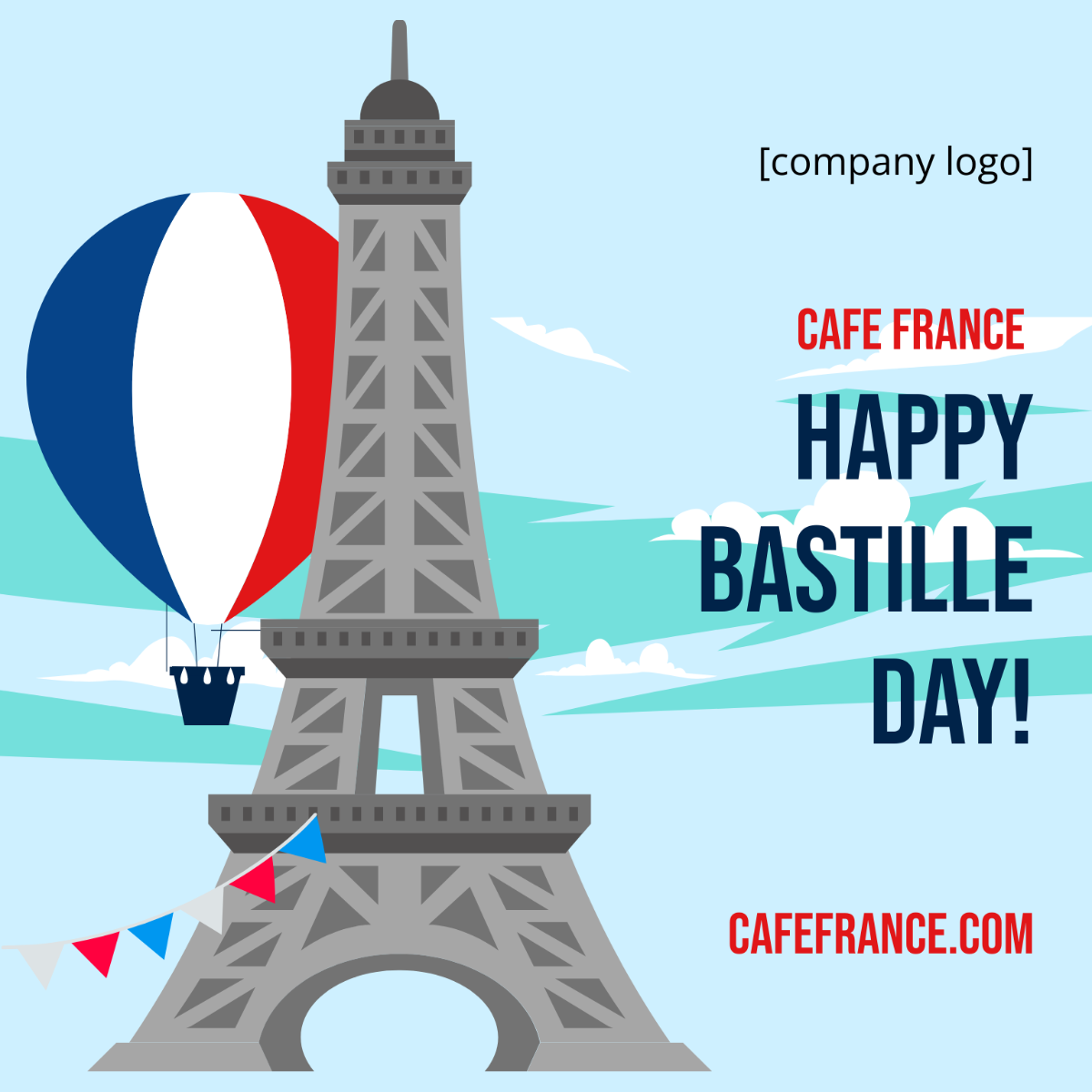 Bastille Day Flyer Vector Template