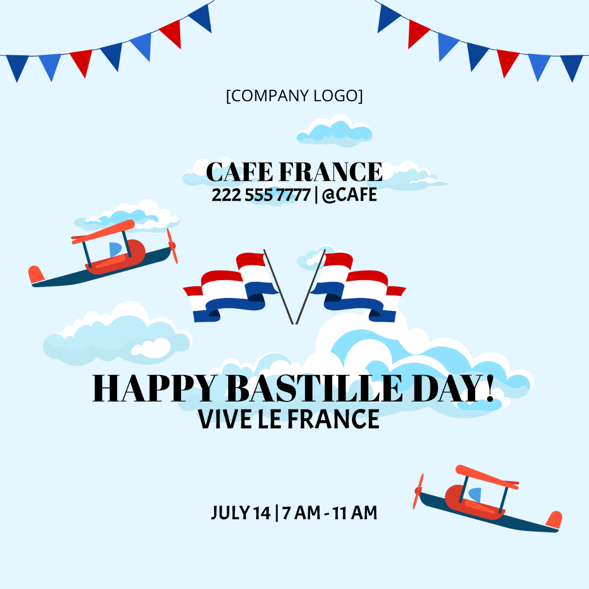 Free Bastille Day Poster Vector Template