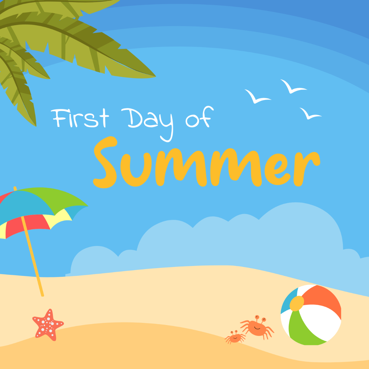 First Day of Summer Vector Template
