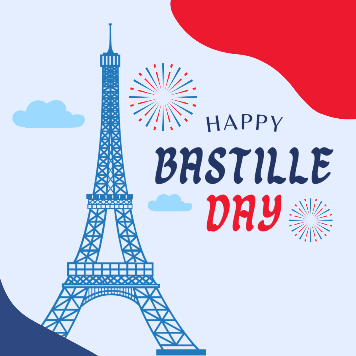 Happy Bastille Day Illustration Template