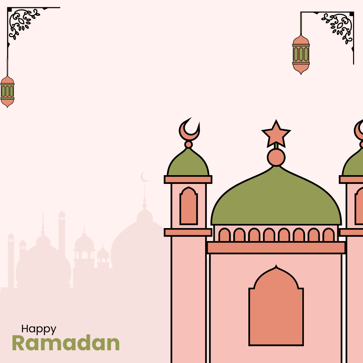 Ramadan Cartoon Clipart Template