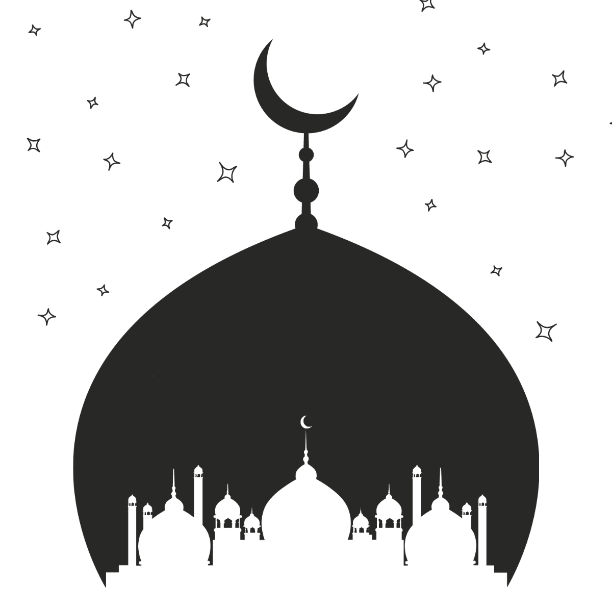 Free Black And White Ramadan Clipart Template