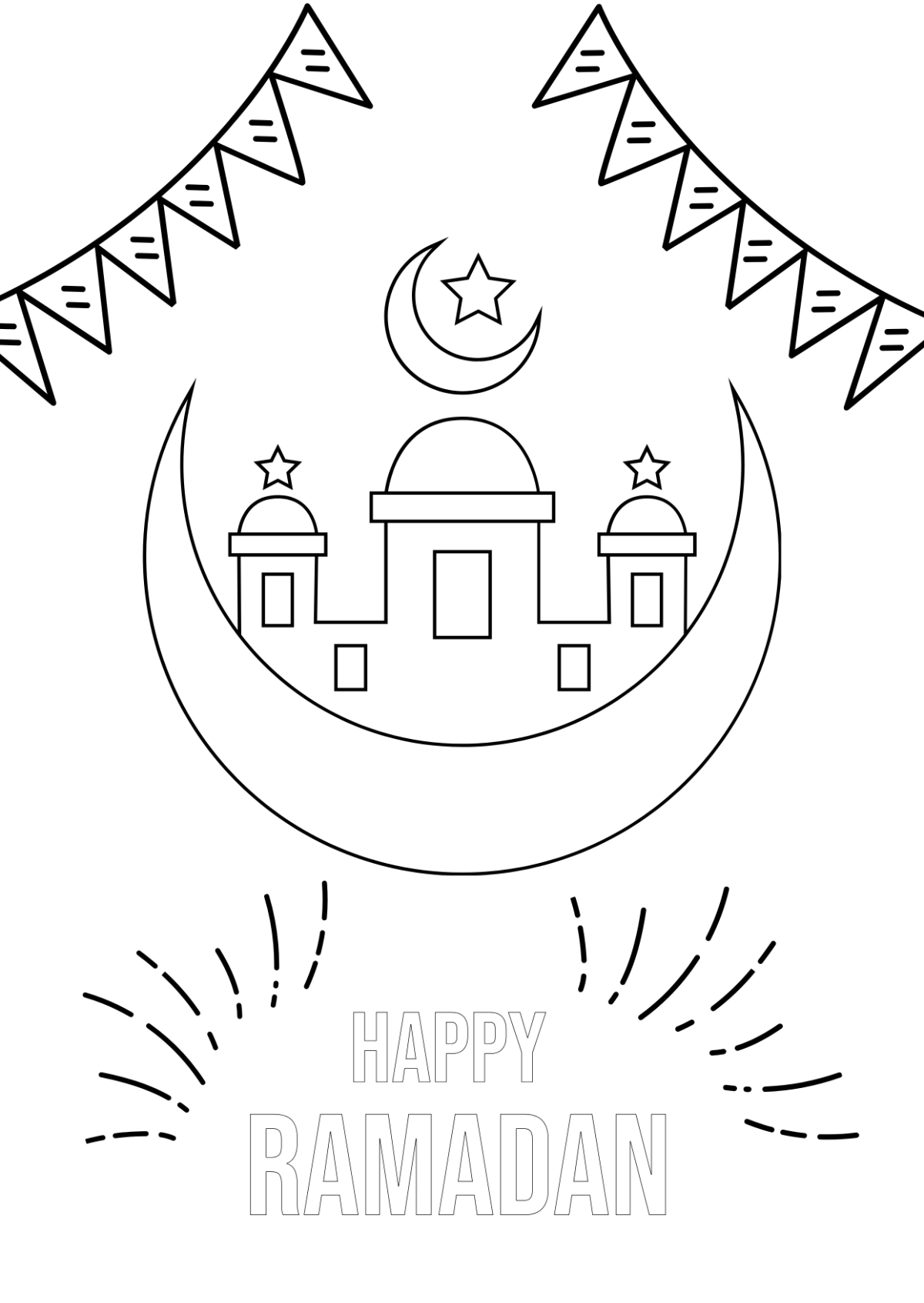 Free Happy Ramadan Drawing Template