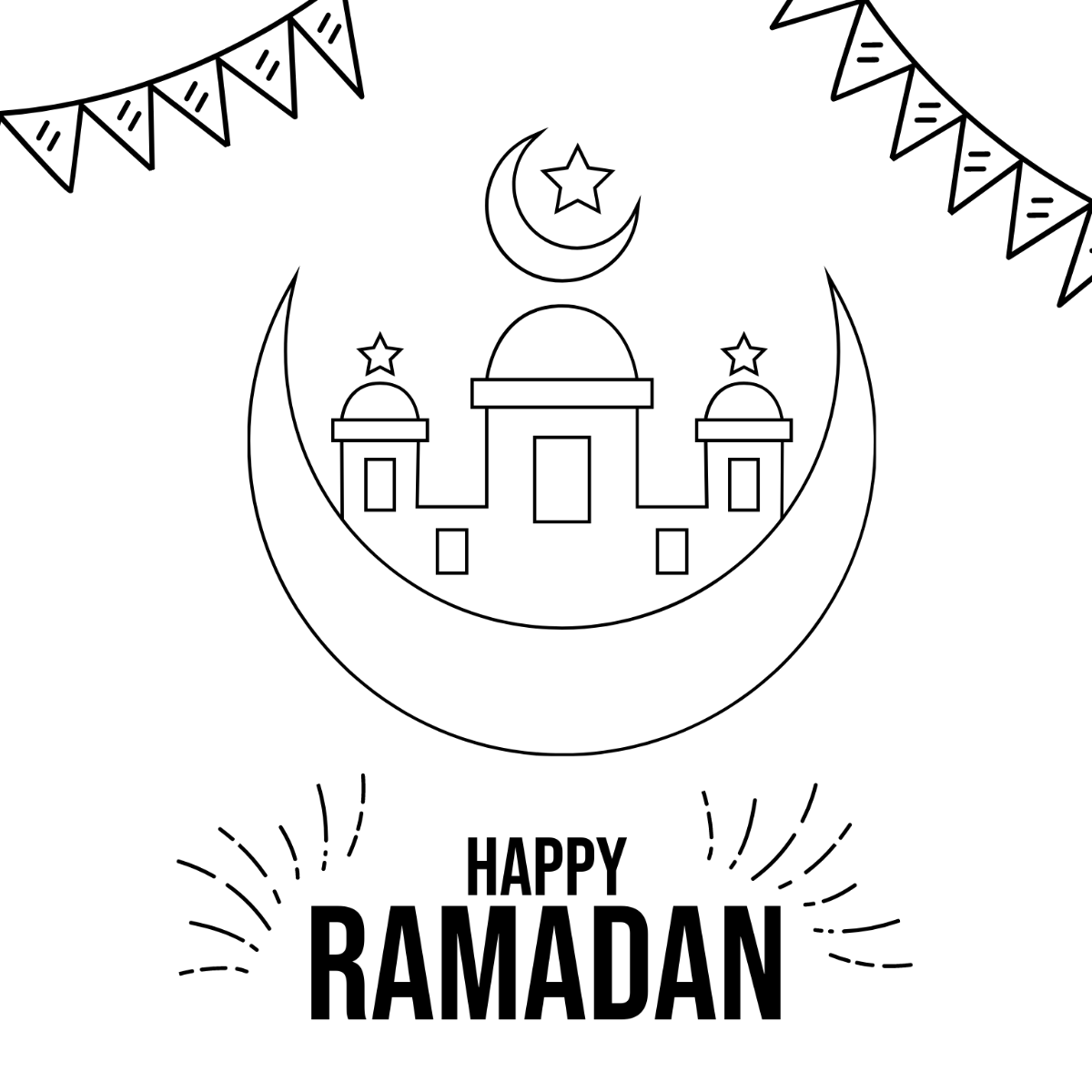 Free Happy Ramadan Drawing Template