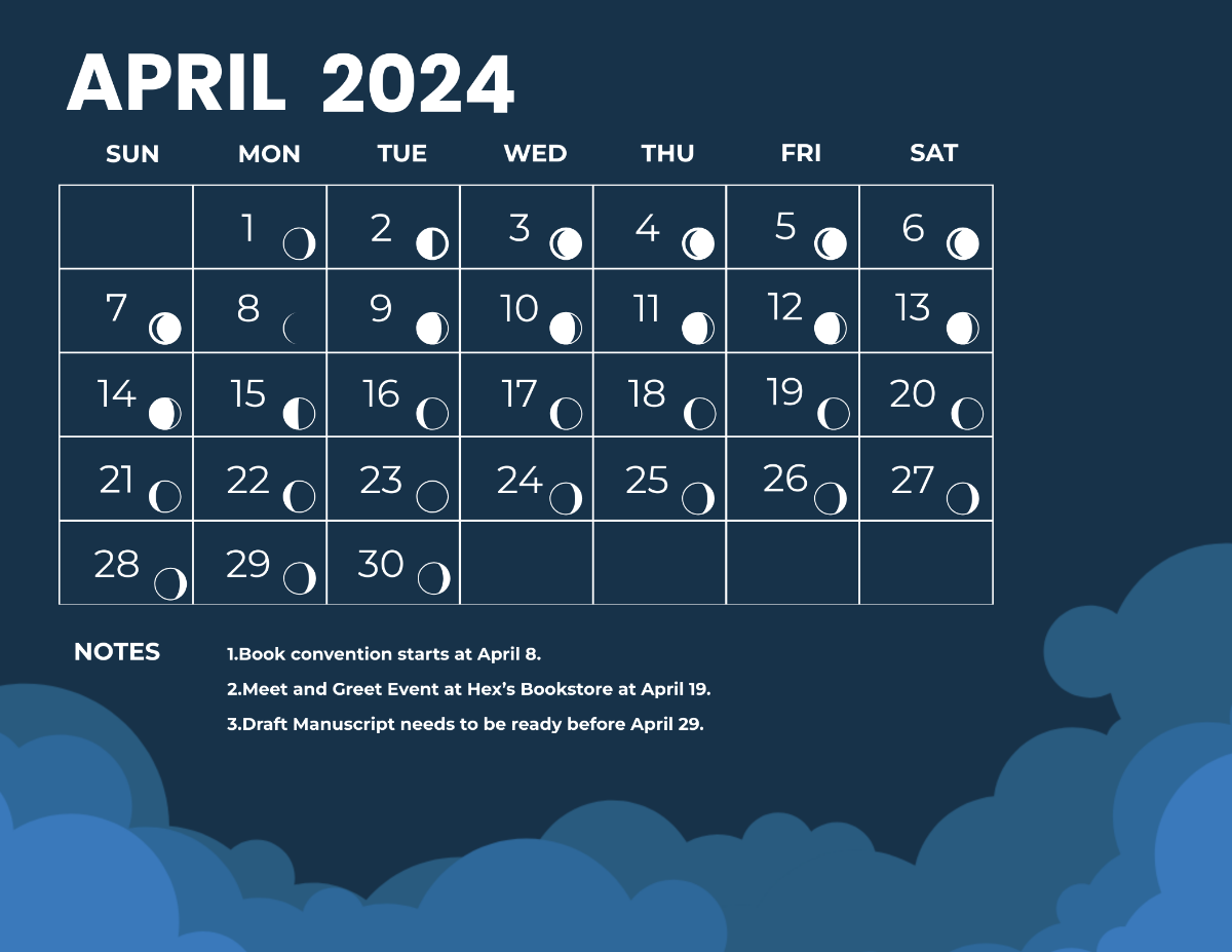 Lunar Calendar April 2024 Template