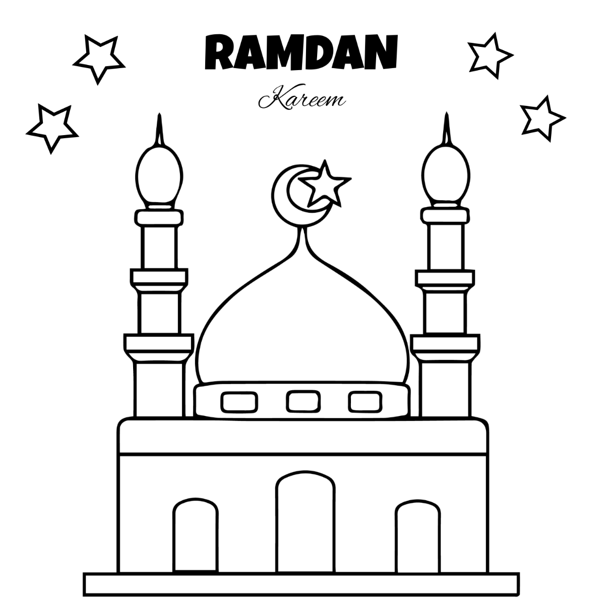 Easy Ramadan Drawing Template