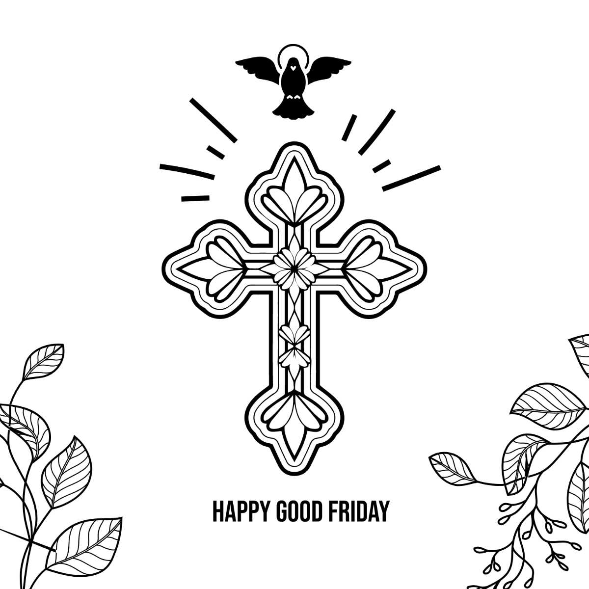 Happy Good Friday Drawing Template