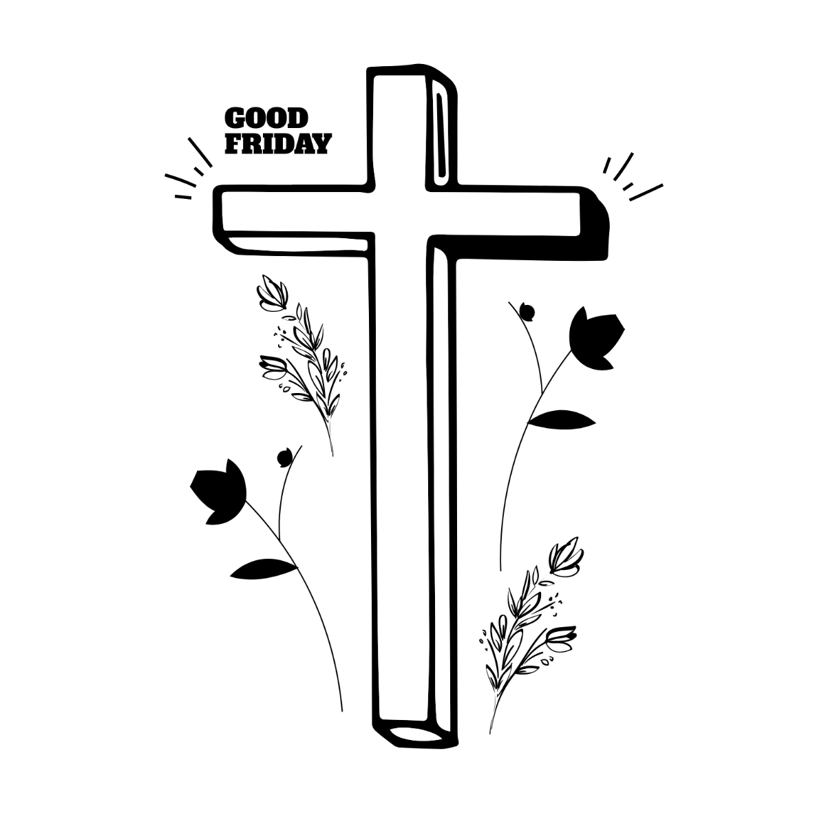 Easy Good Friday Drawing Template